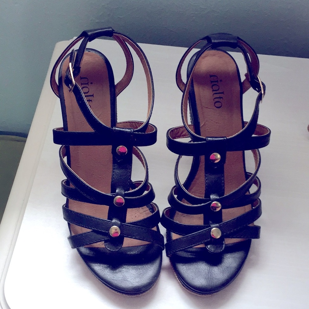 Black Strappy Wedges...3.5” heel